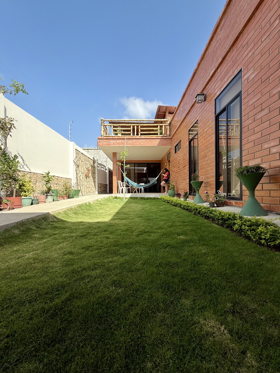 Covered walkway beside the garden